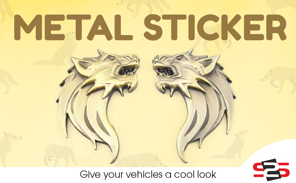 S2S 3D Wolf with Double Side Metal Sticker for Cars and Bikes-Stumbit Bikes and Cars
